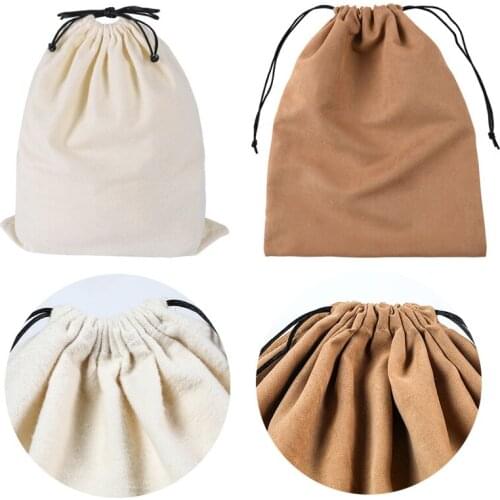 High Quality Large Big Size 32x40, 40x50, 49x60 cm Soft Flannel Drawstring Suede Packaging Bag For Wallet Shoulder Bag