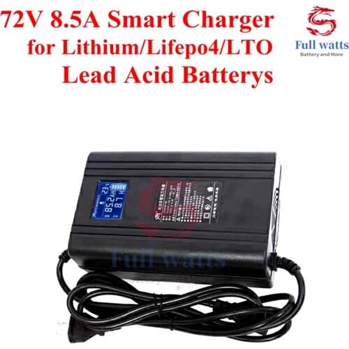 72V 10A 8.5A 20S 24S 87.6V high voltage Smart Charger With LCD Display for lithium ion lifepo4 LTO li-ion lipo lead acid battery