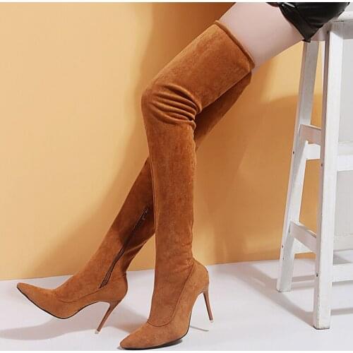 Womens Boots Brand Designer Womens Shoes Large Size 35-43 Over The Knee Boots Thin High Heels Sexy Party Boots