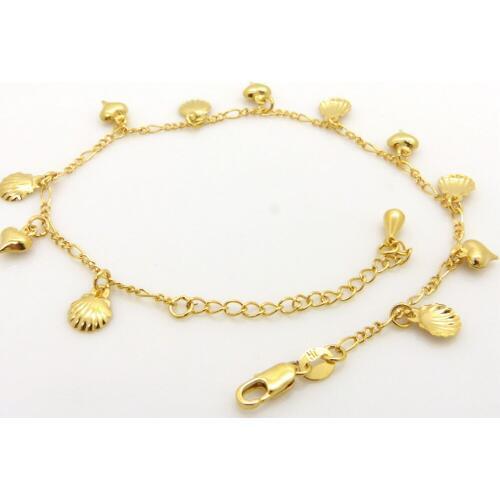 Shell Heart Design Anklet Gold Filled Womens Anklet Chain Link Beach Foot Chain