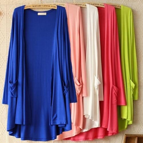 Modal womens cardigan long sleeve sun proof clothing large size loose Beach air conditioning coats 3001 14