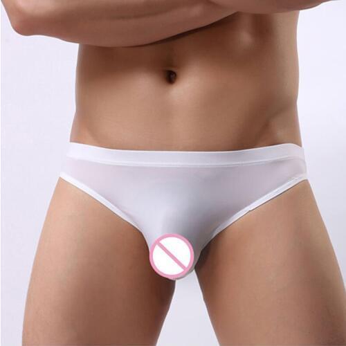 Sexy Mens Thongs Transparent Ice Silk Underwear U Convex Pouch Briefs G String Smooth Breathable Thong Low Rise Seamless Gay