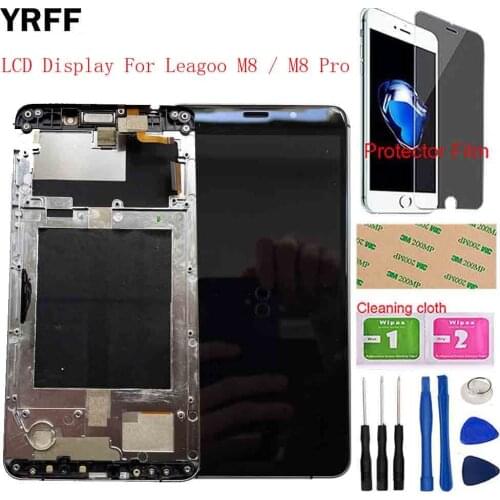 LCD Display For Leagoo M8 Leagoo M8 Pro LCD Display and Touch Screen Glass Digitizer Assembly Frame Tools Protector Film