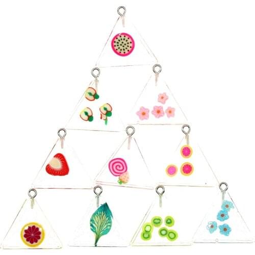 10pcs/lot 4*28*28mm Acrylic Triangle Charms Color Mixed Fruit Pendant DIY Craft For Bracelet Earrings Jewelry Findings XL1125