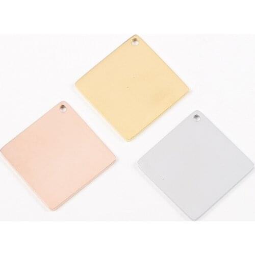 10pcs/Lot Stamping Blank Square Charm Tags Mirror Polished Stainless Steel for DIY Jewelry Making Pendant Accessories 25mm