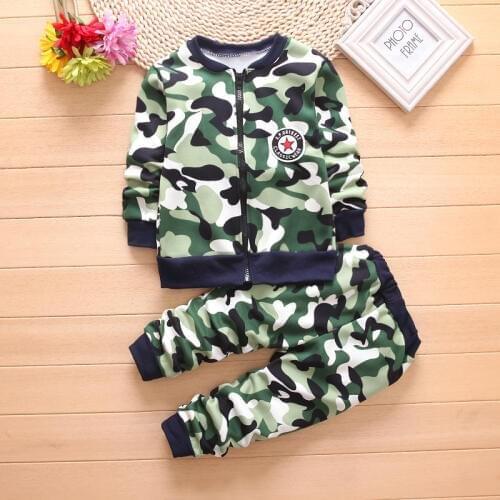2019 Autumn Kids Clothes Camouflage Thicker Baby Boy Outfit Clothing Set Toddler Boy Clothing Children Costume Plush Suit 2Pcs