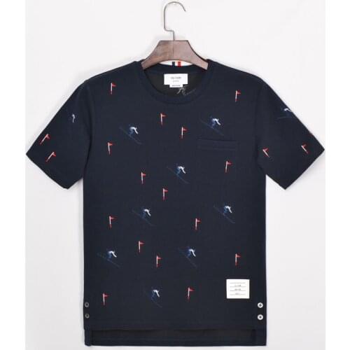 2020 mens short sleeve t-shirts with skiing embroidery o-neck summer casual tees men fashion cotton tops youth