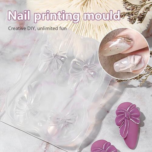 3D Silicone Mold Nail Candy Bear Carving Stamping Stencils Crystal Plate Nail Art Template UV Gel Polish Manicure Mould DIY Tool