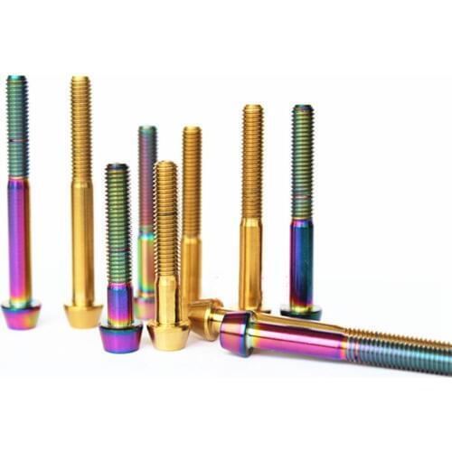 4pcs M5*0.8 Length 30/35/40/45/50/55/60mm GR5 Titanium Taper Head Bolts For Bike Seat Tube