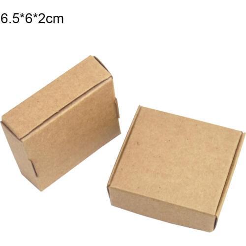 50pcs/lot 6.5x6x2cm Brown Handmade Soap Square Wedding Party Card Tag Package Kraft Paper Box Craft Paper Package Gift Boxes