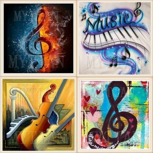 Diamond painting music piano spectrum full square round drill rhinestone mosaic new arrival 3d diy embroidery wall sticker gift