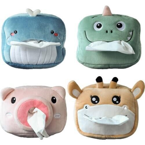 Car Tissue Box Decorative Cute Napkin Tissue Paper Cartoon Animals Holder For Home Office Car Automotive Auto Organizer Creative
