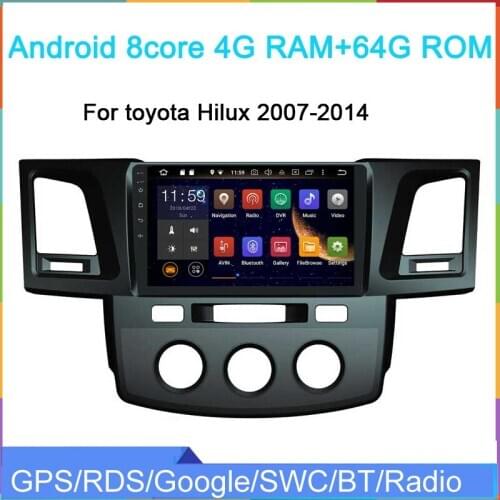 9"PX6 6core 4G RAM 64G ROM car multimedia player for Hilux 2007-2014 with android 10.0 car audio stereo GPS