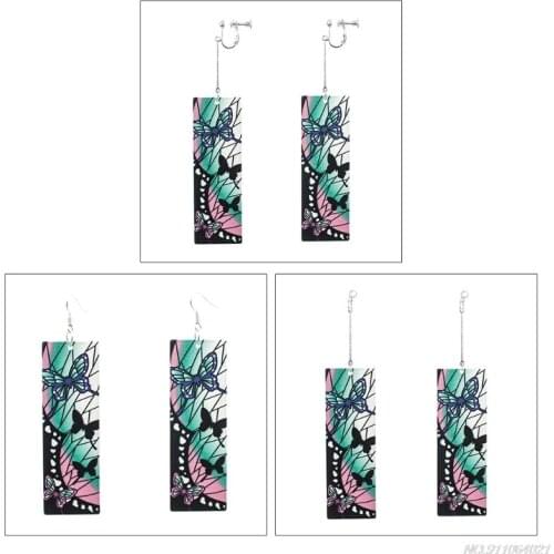 Free Shipping Anime Demon Shinobu Butterfly Earrings Ear Dangler Cosplay Props Accessories For Women Jewelry ly6 21 wholesales