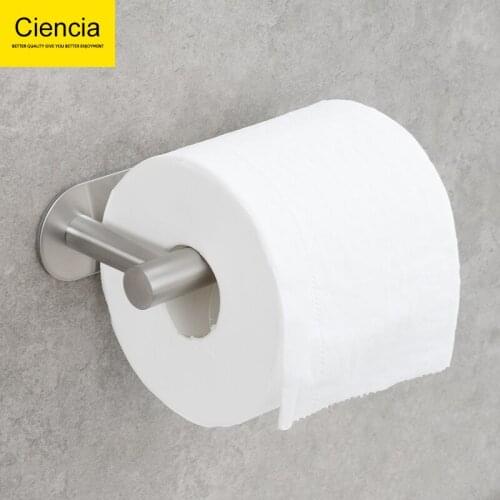 Free Shipping Stainless Steel Adhesive Toilet Paper Holder Wall Mount Paper Roll Holder for Bathroom Kitchen No Drilling