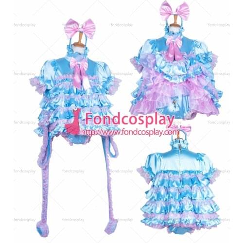 Lockable adult Sissy baby Satin dress/Romper Unisex CD/TV Tailor-made[G3853]
