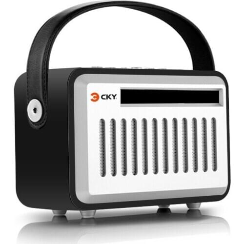 Bluetooth Speaker Wireless Home Outdoor Wood Bass Phone PC Music Support FM Radio Box with PU Handle Portable Loudspeaker