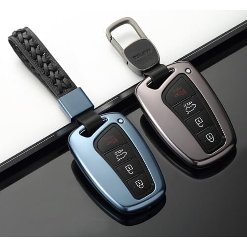 Aluminum Alloy Car Key Shell Key Case Cover Protector Storage Bag for Hyundai Santa Fe Grand ix45 Centennial Genesis