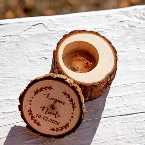 Personalized Wood Wedding Ring Box Custom Name Wedding Ring Bearer Box Rustic Engraved Ring Holder Engagement I Do Box
