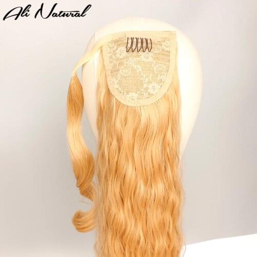 Long Wavy Synthetic Ponytail Hairpiece Women Long Curly Ponytail Pony tail Hair Extensions Wrap Around on Girl Hair