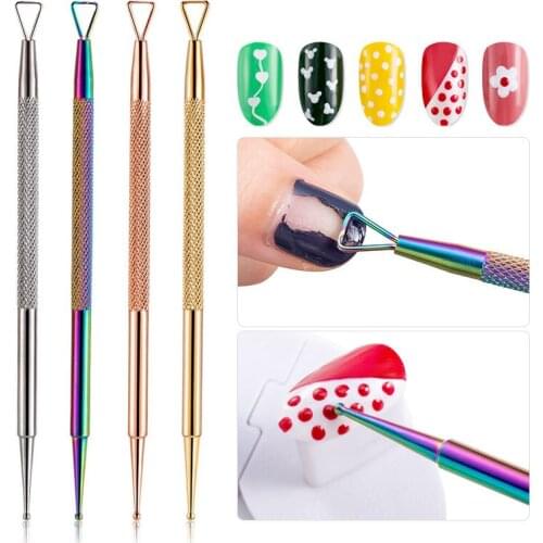 Double-headed Stainless Steel Cuticle Pushers Dotting Nail Art Pen Triangulation Nail Nail Remover Planing Skin Push Tool Set