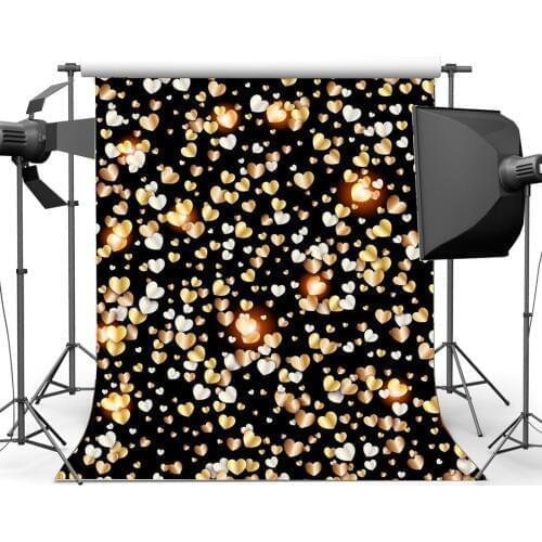 Valentines Day Backdrop Sweet Hearts Golden Bokeh Glitter Sequins Romantic Wallpaper Photography Background