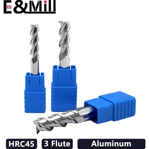 HRC45 Milling Cutter 3 Flute Tungsten Steel carbide Aluminum Alloy High Gloss End milling Cutter Flute 1-20mm Flat end mill