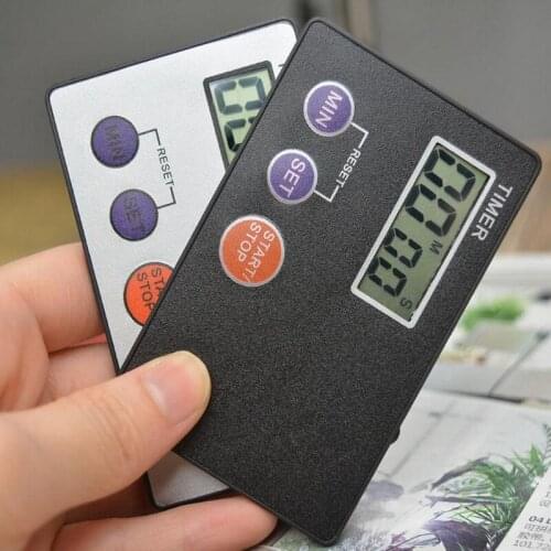 200pcs/lot Card Size Timer Countdown Pocket Kitchen Study Rest Kitchen Cooking Black White