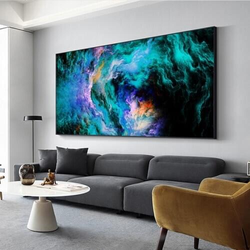 DDWW Green Blue Cloud Abstract Think Independe Wall Picture Oil Painting for Living Room Canvas Modern Art Poster and Print