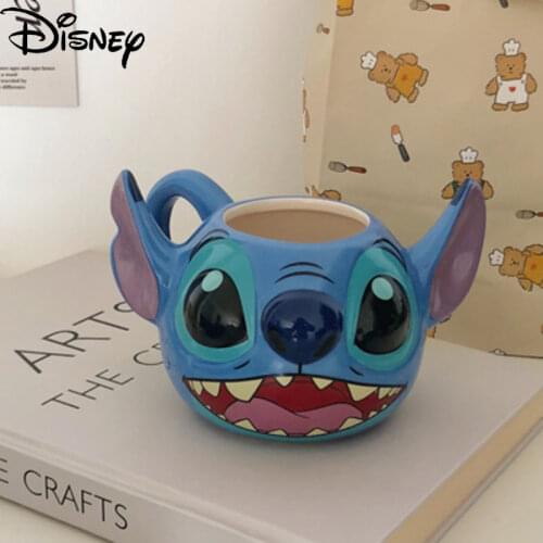 Disney Coffee Cup Milk Breakfast Cup Star Baby Stitched Cup 3D Three-dimensional Ceramic Personality Shape Drinking Cup