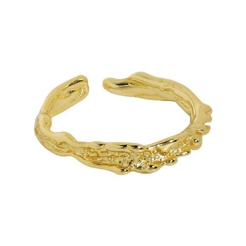 SHANICE S925 Sterling Silver ins niche design minimalist irregular surface opening thin ring Cute Wedding Engagement Rings