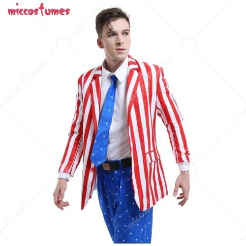American Flag Suit Adult Men USA Flag Suit Jacket Costume Blazer Outfits