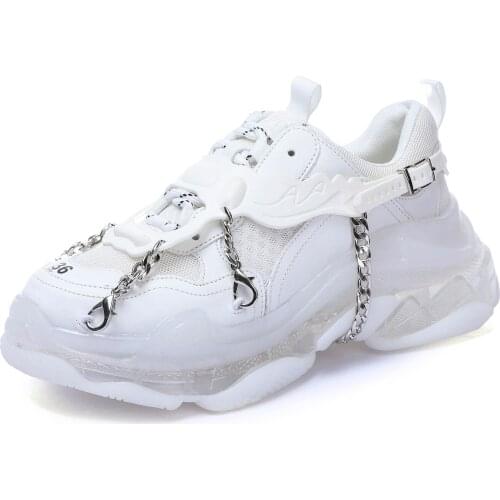 Fashion Thick-soled Ladies Sneakers Casual Heightening Flat Shoes Breathable Metal Womens Shoes Designer Sneakers Women New