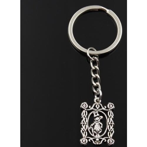 Fashion Keychain 27x19mm Rabbit Silver Color Pendants DIY Men Jewelry Car Key Chain Ring Holder Souvenir For Gift