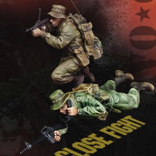 1/35 Resin kit Model figure GK Soldier, RAR Infantry (2) Close Fight, Military theme of World War II, Uncoated No colour
