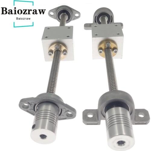 T8 Screw Set Horizontal Screw Rod or Vertical Screw Rod Pitch 2mm Lead 8mm Length 100mm200mm300mm450mm500mm800mm 3D Printer CNC