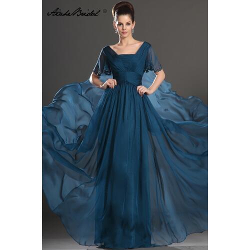 Formal Womens Dress Gorgeous A Line Cap Sleeve Pleat Chiffon Mother of the Bride Dress