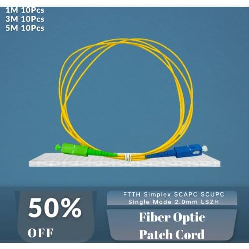 10PCS FTTH Simplex SCAPC SCUPC Fiber Optic Patch Cord 1/3/5M Single Mode 2.0mm LSZH Jacket Jumper Cable