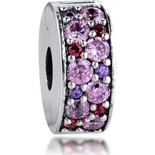Fits for Pandora Charms Bracelets 100% 925 Sterling-Silver-Jewelry Mosaic Shining Elegance Clip Beads with CZ Free Shipping