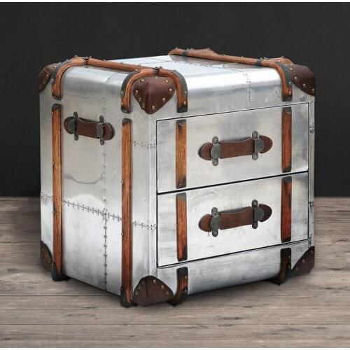 Industrial End Aluminum Side Table with Storage Shelf Easy Assembly Metal Look Accent Furniture Bedroom Beside Table