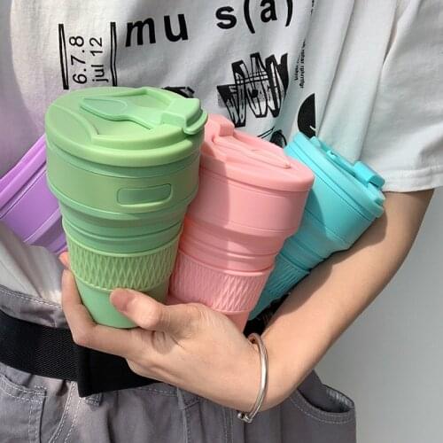 350ml Folding Coffee Cups Collapsible Silicone Portable Sport Bicycle Travel Drinking Mugs BPA Free Tea Foldable Water Cup