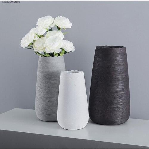 Modern home decoration vase simple ceramic hand-painted vase ornament white flower arrangement living room dining table vase