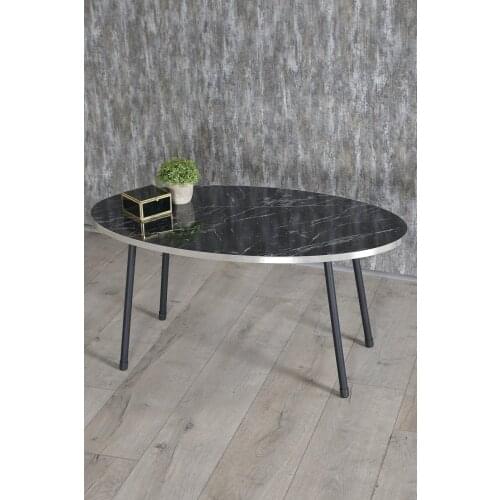 Modern Center Table İskandinav Bendir Black Metal Foot Also Mounted Medium Coffee Table Tea Coffee Service Desk Ellipse Living Room Living Room desk