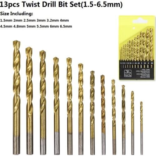 Twist Drill Bit 1.5-12mm HSS Titanium Coated Gun Drill Hole Cutter Wood Metal Drill Bit Set