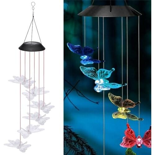 Solar Powered LED Wind Chime Light 6 Styles Animal Windchime Light Outdoor Hanging Decorative Windbell Decor Lights