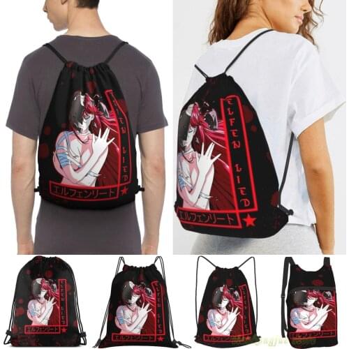 Unisex Drawstring Bags Elfen Lied - Lucy Women Drawstring Backpacks Men Outdoor Travel Backpacks Training Fitness Bag