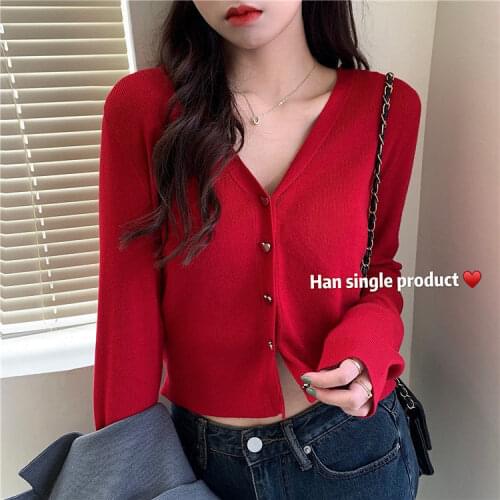 Woman Sweaters Femme Chandails Womens V-neck Spring and Autumn Short Coat Knitted Cardigan Pull Hiver