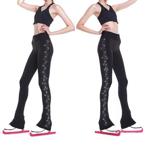 Women Girl Ice Figure Skating Dress Practice Fleece Trousers Skate Pants