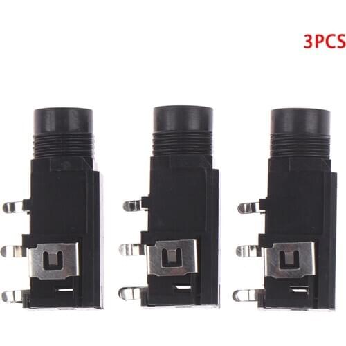 3pcs/lot 6.35mm Jack Stereo Female Socket Connector Audio Adapter 4pin