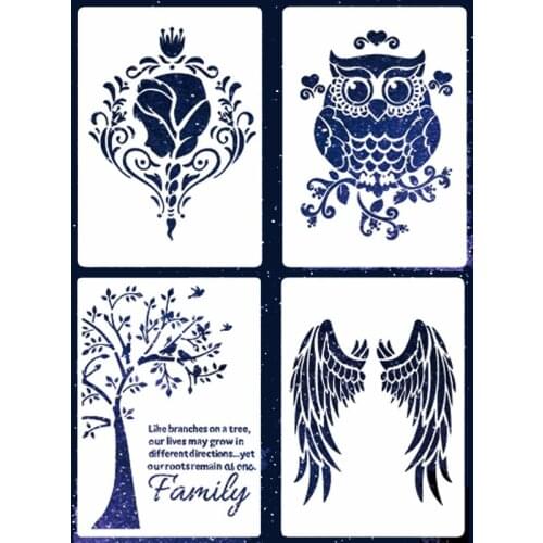 4pcs Crown Girl Painting Template DIY Layering Stencils Scrapbooking Coloring Embossing Album Decor Cake Mold Reusable 21*29.7cm